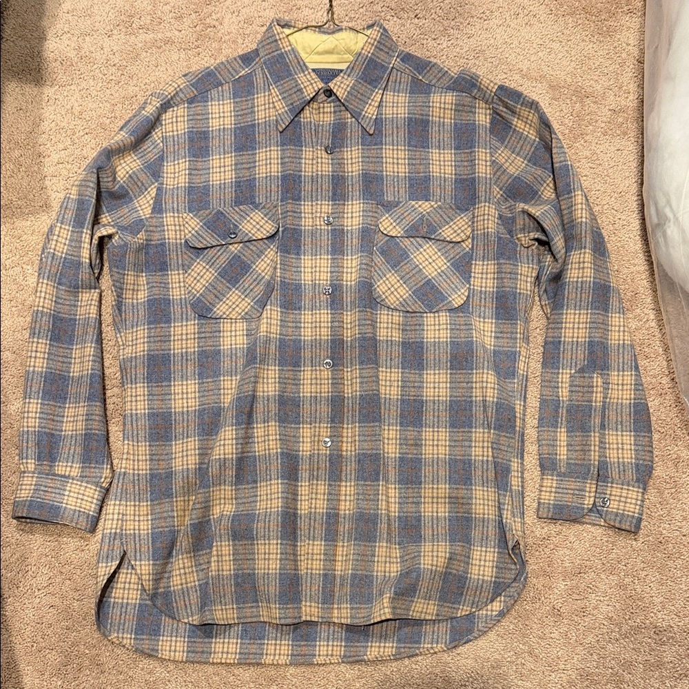 Pendleton Blue and Tan Wool Flannel Casual Shirt